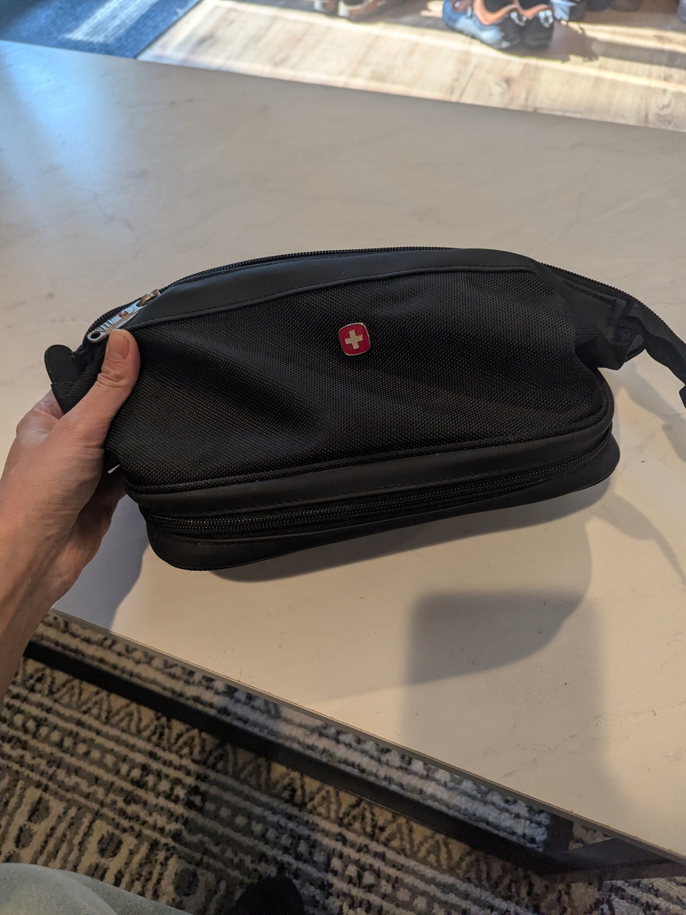SwissGear Black Toiletry Dopp Kit with Red Logo
